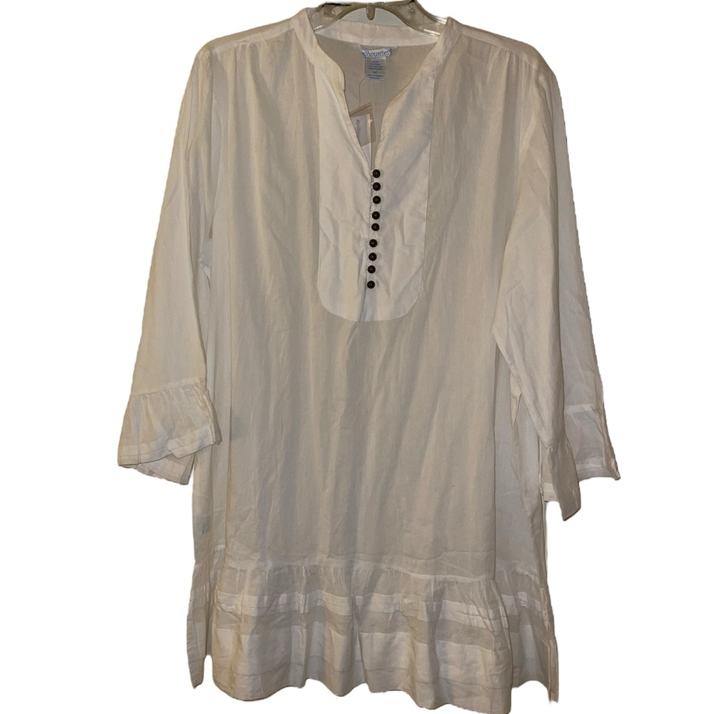 Silhouettes Cream Blouse with Button Accent